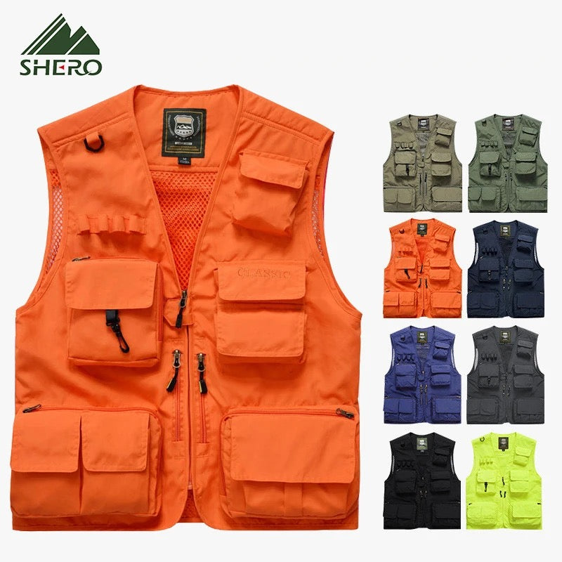 Gilet cargo multi-poches pour homme, pull de pêche pour escalade, camping, randonnée, été 