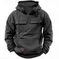 Men's Retro Hooded Pullover Solid Color Long Sleeve Hoodie for Autumn & Winter | AL74