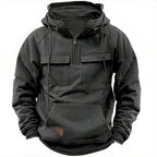 Men's Retro Hooded Pullover Solid Color Long Sleeve Hoodie for Autumn & Winter | AL74