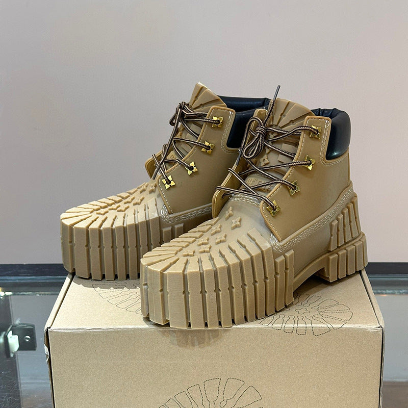 Puting Chunky Platform Martin Boots | Men's Thick-Soled Height-Increasing Ankle Boots | Waterproof Casual Short Boots | MD001