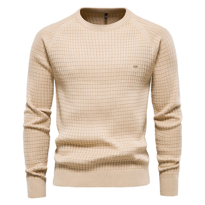 Pull décontracté pour homme, couleur unie, manches longues, coupe ajustée, en tricot | SW68 