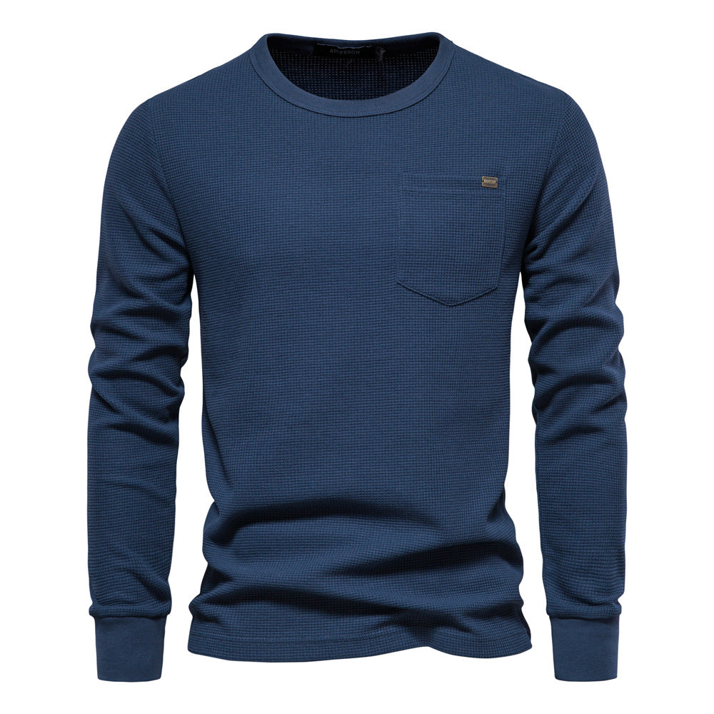 Men's Long Sleeve Heavyweight Crew Neck Solid Color Fit T-Shirt | TS1078