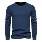 Men's Long Sleeve Heavyweight Crew Neck Solid Color Fit T-Shirt | TS1078