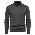 Men's Warm Winter Stand Collar Pullover Cotton Knitted Sweater Solid Color Jumper | Y830
