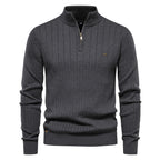 Men's Warm Winter Stand Collar Pullover Cotton Knitted Sweater Solid Color Jumper | Y830