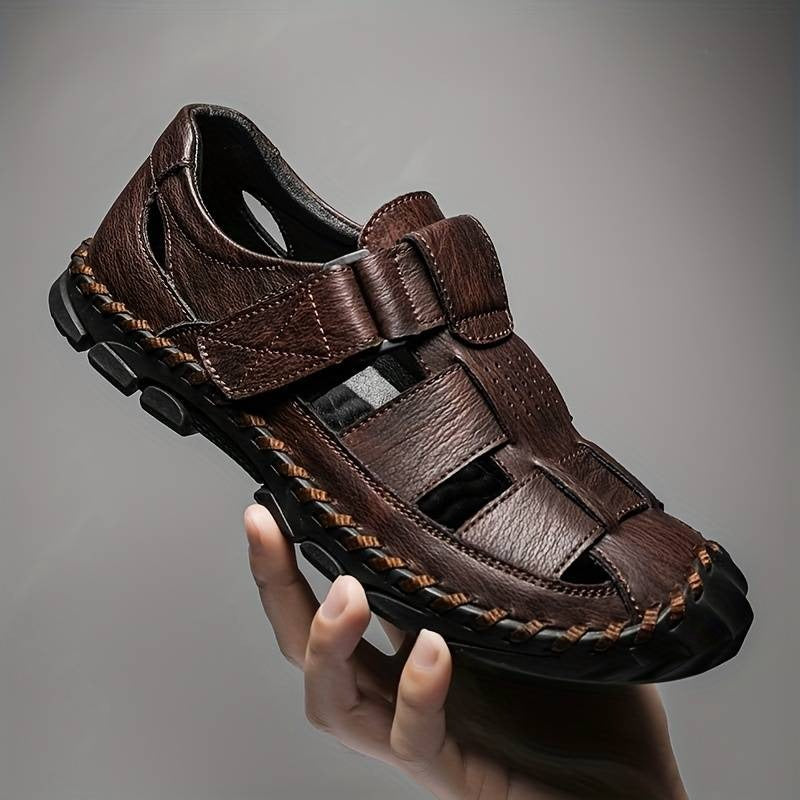 Men's Stitching Casual Closed Toe Slip On Sandals Microfiber Leather Uppers Breathable Anti-skid Summer Beach Sandals | 2899