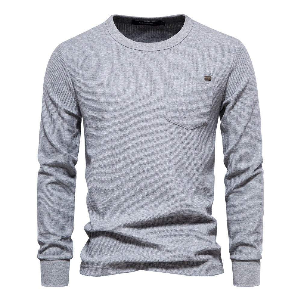 Men's Long Sleeve Heavyweight Crew Neck Solid Color Fit T-Shirt | TS1078