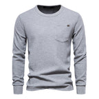 Men's Long Sleeve Heavyweight Crew Neck Solid Color Fit T-Shirt | TS1078