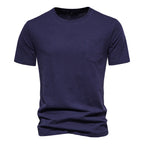 Men's Basic Chest Pocket Round Neck Short Sleeves T-Shirt | F039