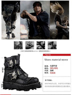Men's Genuine Leather Harley Boots | Skull Design Motorcycle Ankle Boots | Waterproof & Anti-Slip Work Boots | 1809