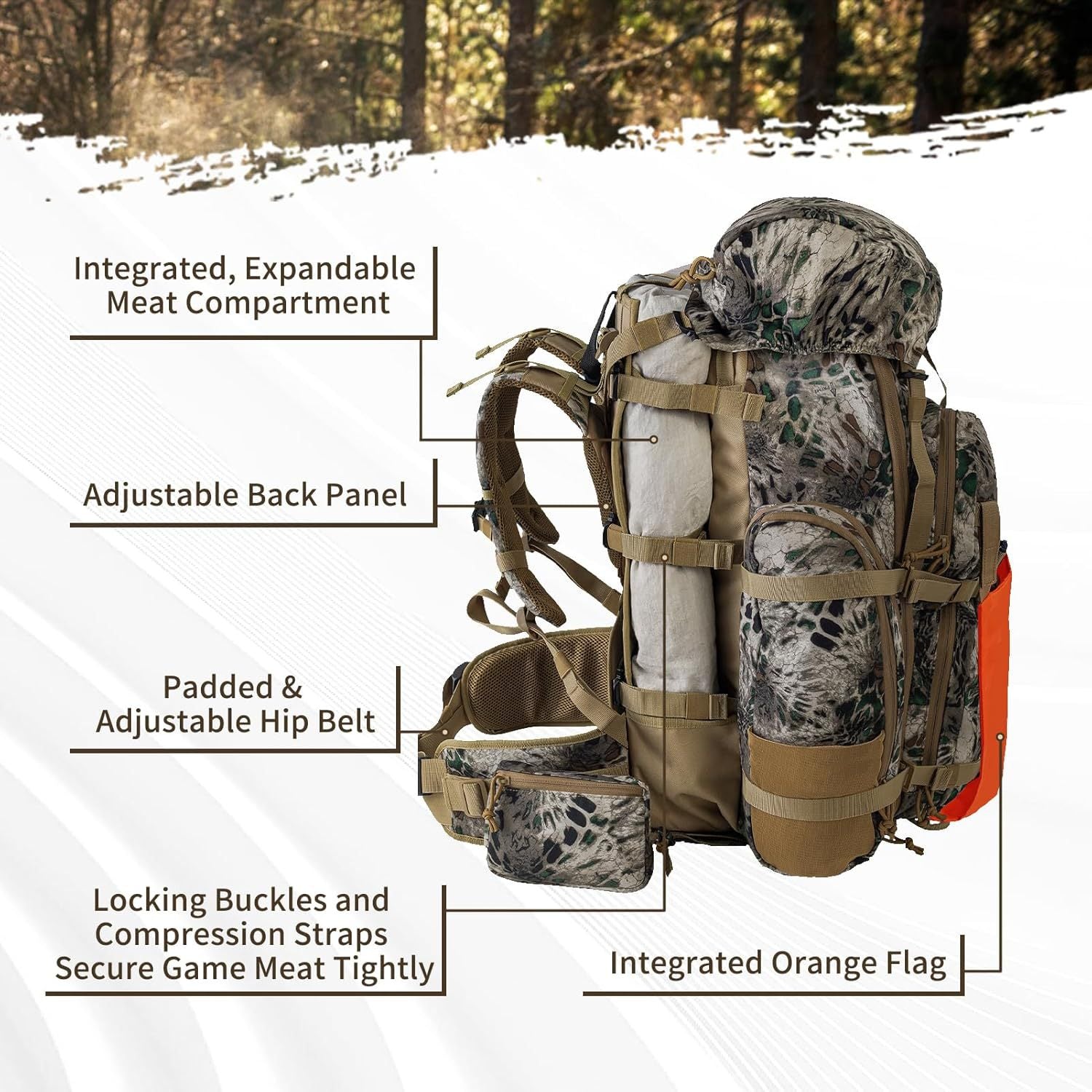 Kane 3D Tactical Hunting Backpack – Large Multi-Functional Outdoor Bag | HUNT01