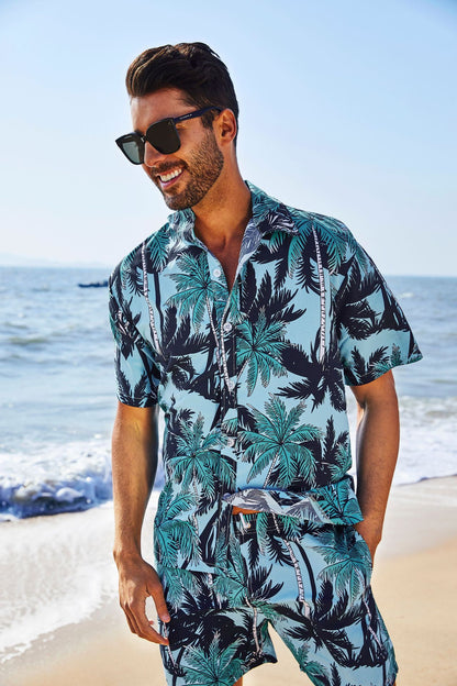 Chemises hawaïennes boutonnées à manches courtes pour hommes, motif floral, pour l'été | CS 