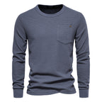 Men's Long Sleeve Heavyweight Crew Neck Solid Color Fit T-Shirt | TS1078