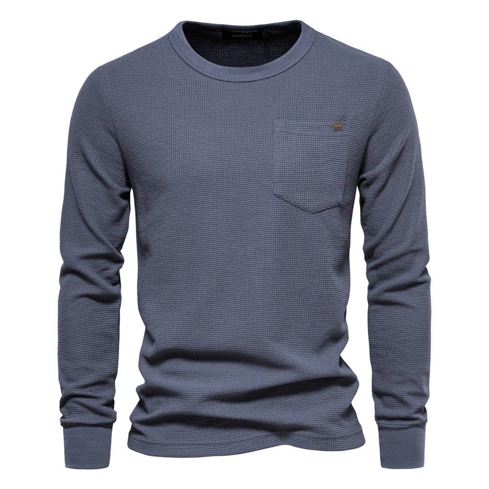 Men's Long Sleeve Heavyweight Crew Neck Solid Color Fit T-Shirt | TS1078