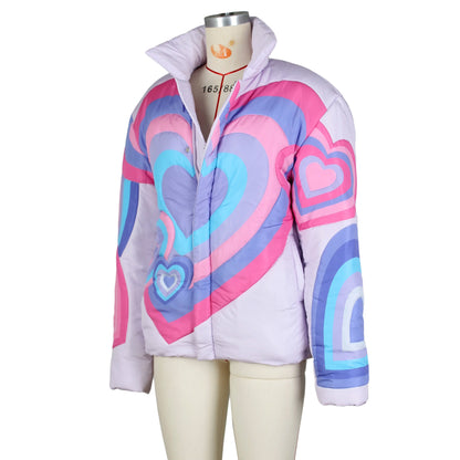 Men's Fashion Rainbow Love Zipper Fly Parka Jackets Winter Warm Coats | G0622