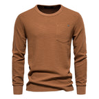 Men's Long Sleeve Heavyweight Crew Neck Solid Color Fit T-Shirt | TS1078
