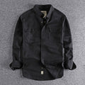 Vintage Workwear Double Pocket Shirt Retro Casual Classic Shirt Top for Men | V38