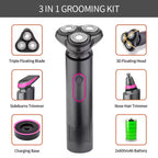 PRITECH IPX5 Waterproof USB Rechargeable Triple Blade Cordless Electric Shaver Portable & Efficient | RSM-2888