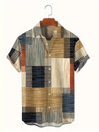 Summer Essential Men's 3D Print Short Sleeve Shirt Wrinkle-Free Oversized Casual Button-Up | F170P1016