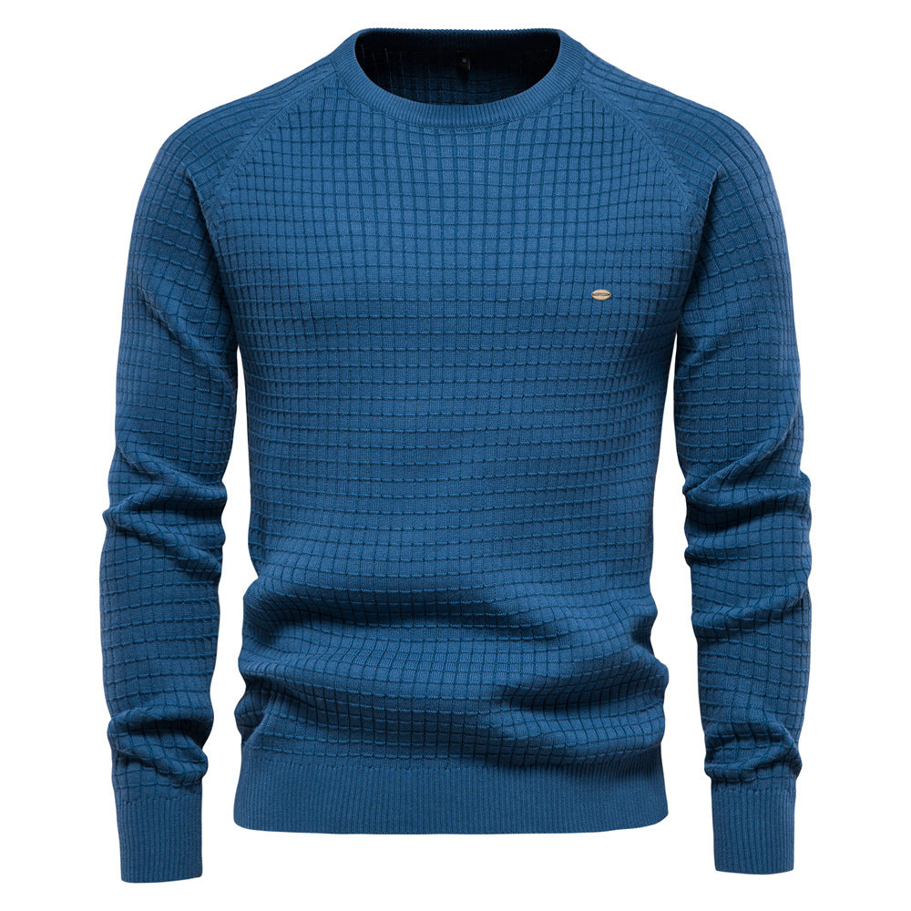 Pull décontracté pour homme, couleur unie, manches longues, coupe ajustée, en tricot | SW68 