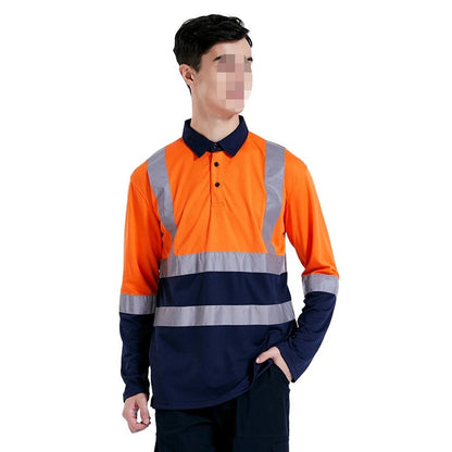 HiVis Construction Polo Reflective Safety Shirt High Visibility Workwear Tops For Men | SG2119X