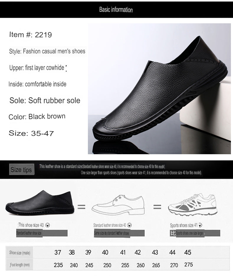 Mocassins pour hommes Chaussures de marche décontractées à enfiler Mocassins en cuir | 2219 