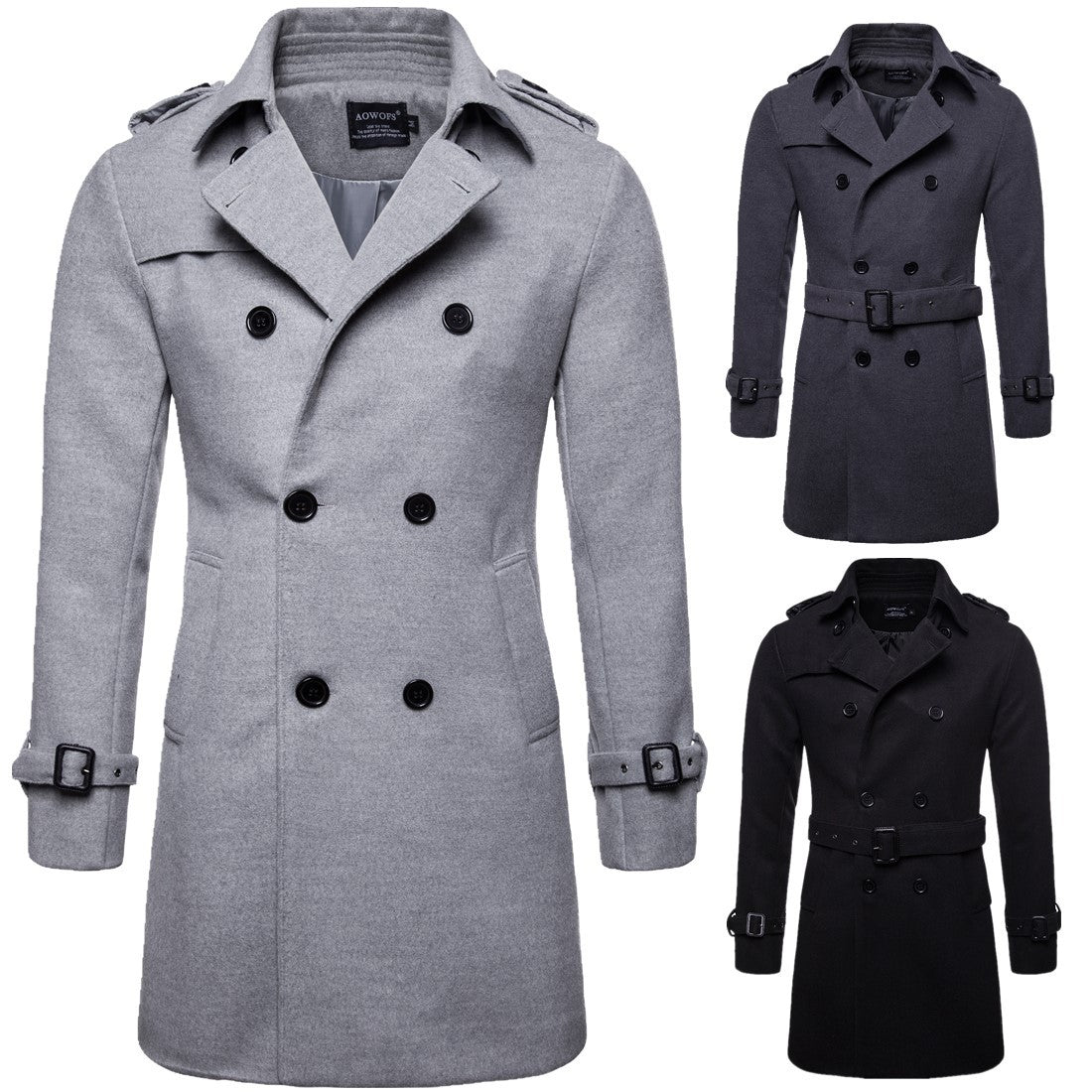 Men s Formal Business Fall Winter Casual Lapel Double Breasted Premium Cotton Coat Long Trench coat Jacket 9280