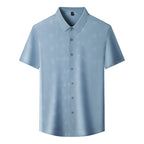 Men’s Summer Jacquard Knit Cardigan – Lightweight & Breathable Short Sleeve Shirt | 2568