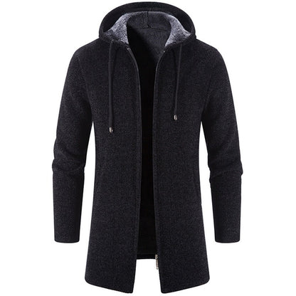 Men Hooded Zip Fleece Knit Sweaters Coat Warm Thick Windbreaker Jackets Coat | 6619