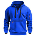 Men’s Pullover Hoodie Solid Pattern Zippered Lined Collar Loose Fit Casual Sportswear | TZ-28