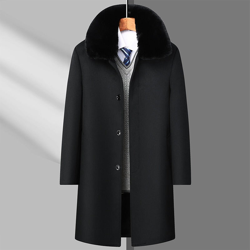 Mens wool coat fur collar best sale