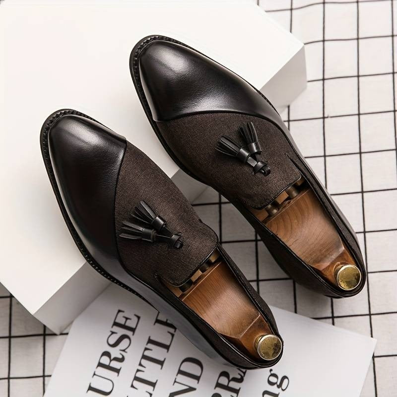 Men's Vintage Slip On Tassel Loafer Shoes Comfy Non Slip Rubber Sole Casual Dress Shoes | 1109-58