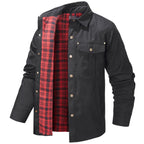 Men's Plaid Jacket Long Sleeve Button-Down Flannel Jacket with Pockets for Streetwear | 3268