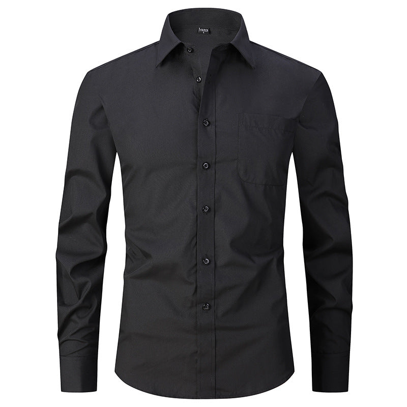 Men's Long Sleeve Shirt Striped Business Solid Color Work Formal Casual Shirt | FS05