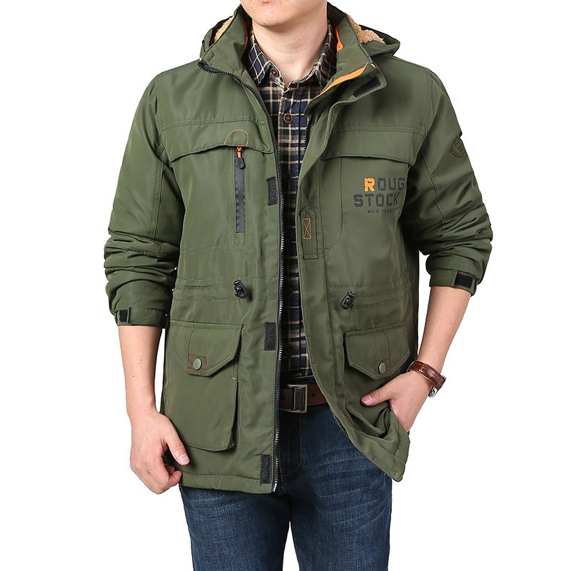 Winter Puffer Jacket Plaid Cotton Military Combat Outdoor Tactical Hooded Parka Coat | 086