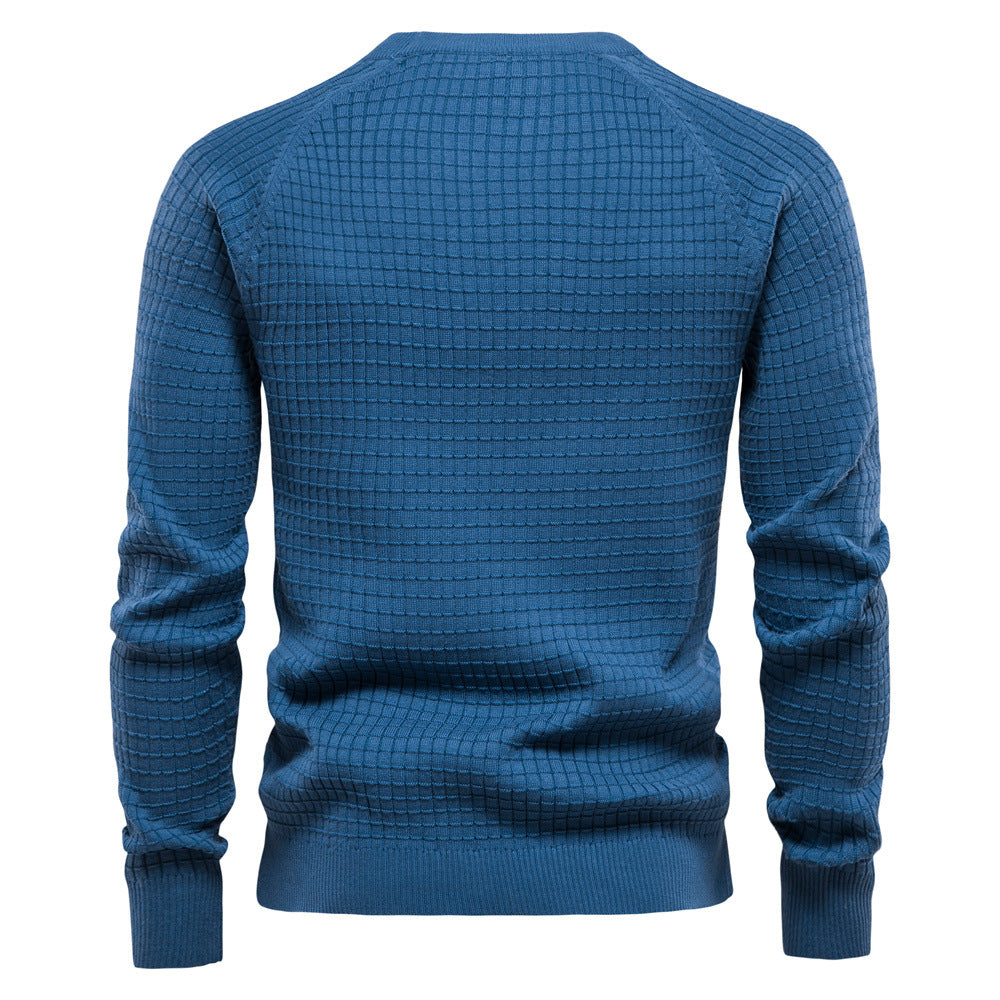 Pull décontracté pour homme, couleur unie, manches longues, coupe ajustée, en tricot | SW68 