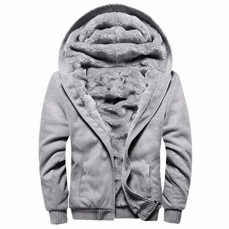 Sweat à capuche en polaire pour homme avec fermeture éclair et manches longues, pull décontracté à capuche | W02O 