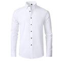 Men's Long-sleeved Business Casual Stretchable Shirt Solid Color Slim Non Iron Stretchy Dress Shirts