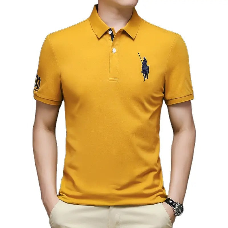 Trendy Embroidered Polo Shirt Short Sleeve Lapel Loose-Fit T-Shirt for Casual Style | K654