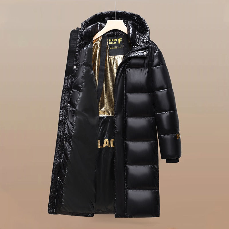 Men's Long Down Jacket – Thick Warm White Duck Down Hooded Parka Winter Coat