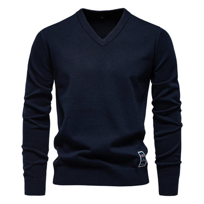 Winter Pullover Sweater V-neck Solid Color Long Sleeve Warm Sweaters Tops | VSW-02