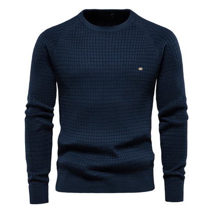 Pull décontracté pour homme, couleur unie, manches longues, coupe ajustée, en tricot | SW68 