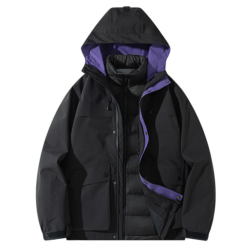 Senbo All-Weather 3-in-1 Waterproof Jacket | 5000mm Breathable Trekking Coat with Detachable Down Layer | Unisex Outdoor Protection | 8316