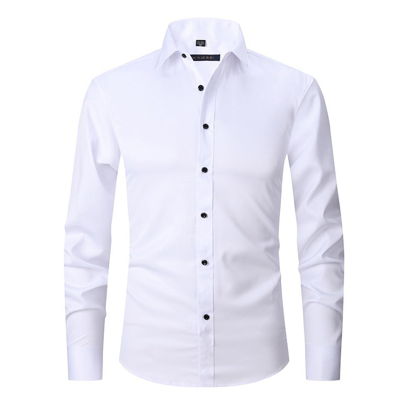 Men's Dress Shirts Classic Long Sleeve Solid Color Designer Silk Business Shirts | 2-7