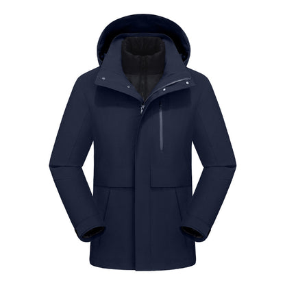 Dixiang Men's 3-in-1 Waterproof Hiking Jacket | 8000mm Seam-Taped Shell with White Goose Down Inner Layer | All-Season Outdoor Coat | J24688