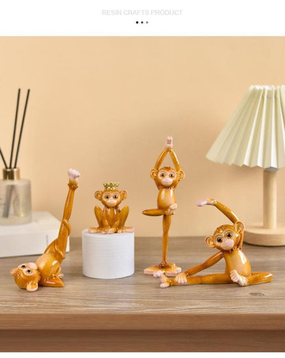 Yoga Monkey Resin Ornaments Pastoral Animal Decorations for TV Cabinet Hall or Wine Cabinet | QW60