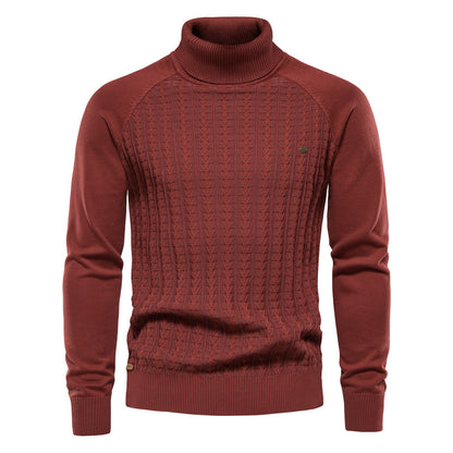 Men's Slim Fit Turtleneck Cardigan Sweater Casual Thermal Knitted Pullover Jumper | Y334