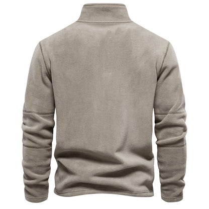 Men's Stand Collar Zip Up Pullover Solid Sweatshirts For Winter Long Sleeve Tops | HD08