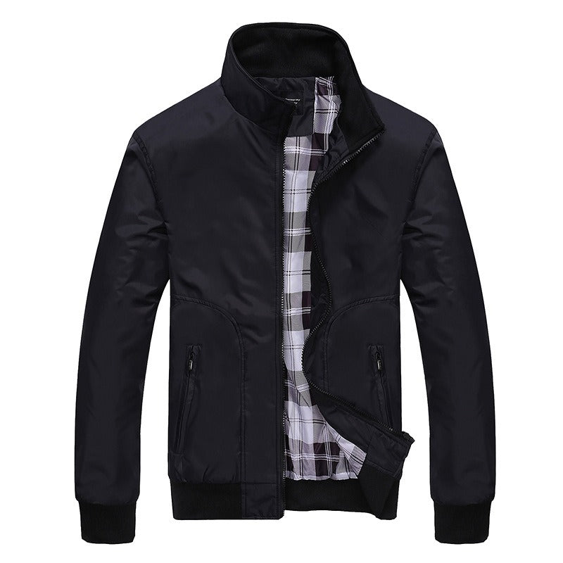 Men Solid Color Zipper Jackets Stand Collar Casual Outwear Tops Coat Jacket | S1268