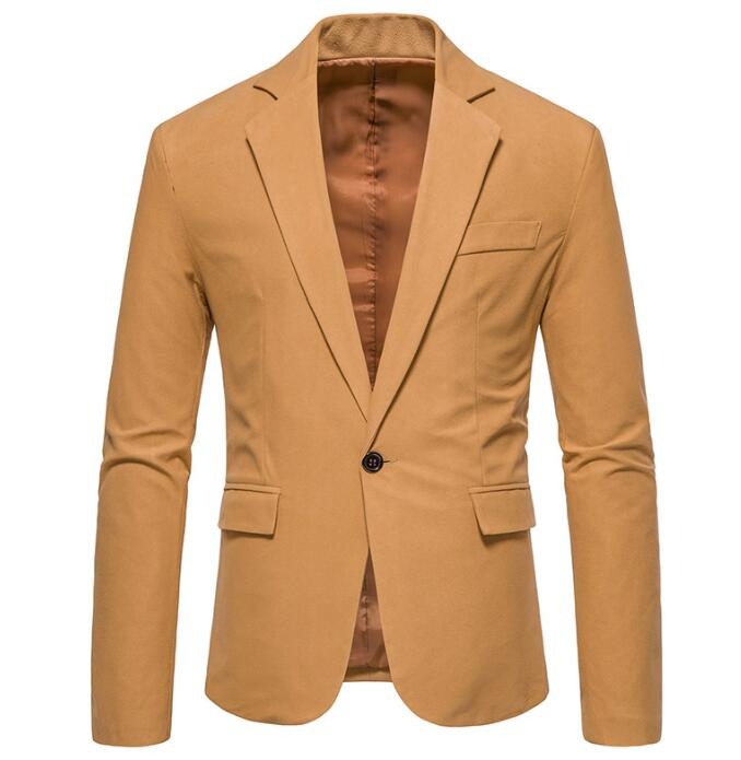 Men's V-neck Suede One Button Suit Jackets Wedding Dress Suit Formal Blazer Coat | 1314X02